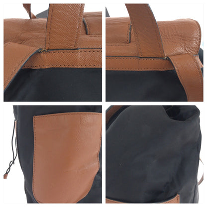 Tory Burch Backpack Hst036 0913 Nylon, Leather Black Brown Gold Metal Backpack Backpack Women