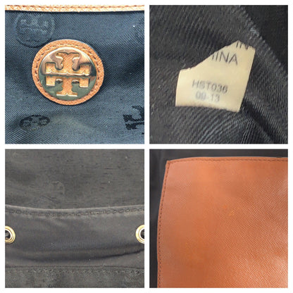 Tory Burch Backpack Hst036 0913 Nylon, Leather Black Brown Gold Metal Backpack Backpack Women
