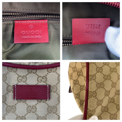 Gucci Boston Duffel Bag 153240 Gg Canvas, Leather Beige Bordeaux Silvermetal Boston Duffel Bag