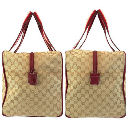 Gucci Boston Duffel Bag 153240 Gg Canvas, Leather Beige Bordeaux Silvermetal Boston Duffel Bag