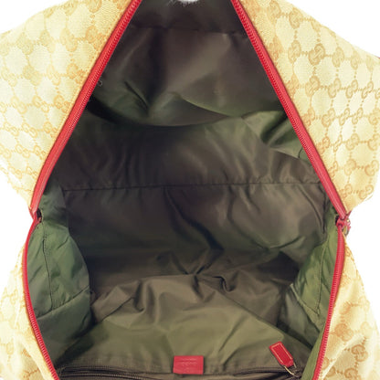 Gucci Boston Duffel Bag 153240 Gg Canvas, Leather Beige Bordeaux Silvermetal Boston Duffel Bag
