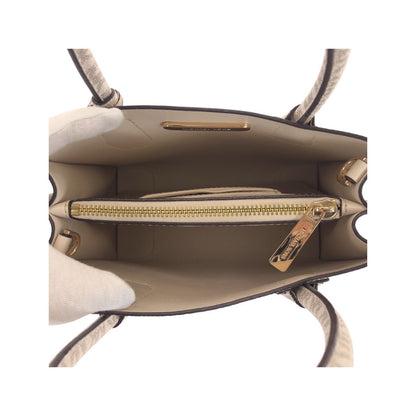 Michael Kors Tote Bag Leather Beige Ivory Gold Metal Tote Bag Shoulder Bag 2Way Women