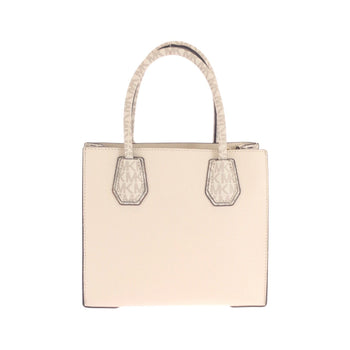 Michael Kors Tote Bag Leather Beige Ivory Gold Metal Tote Bag Shoulder Bag 2Way Women