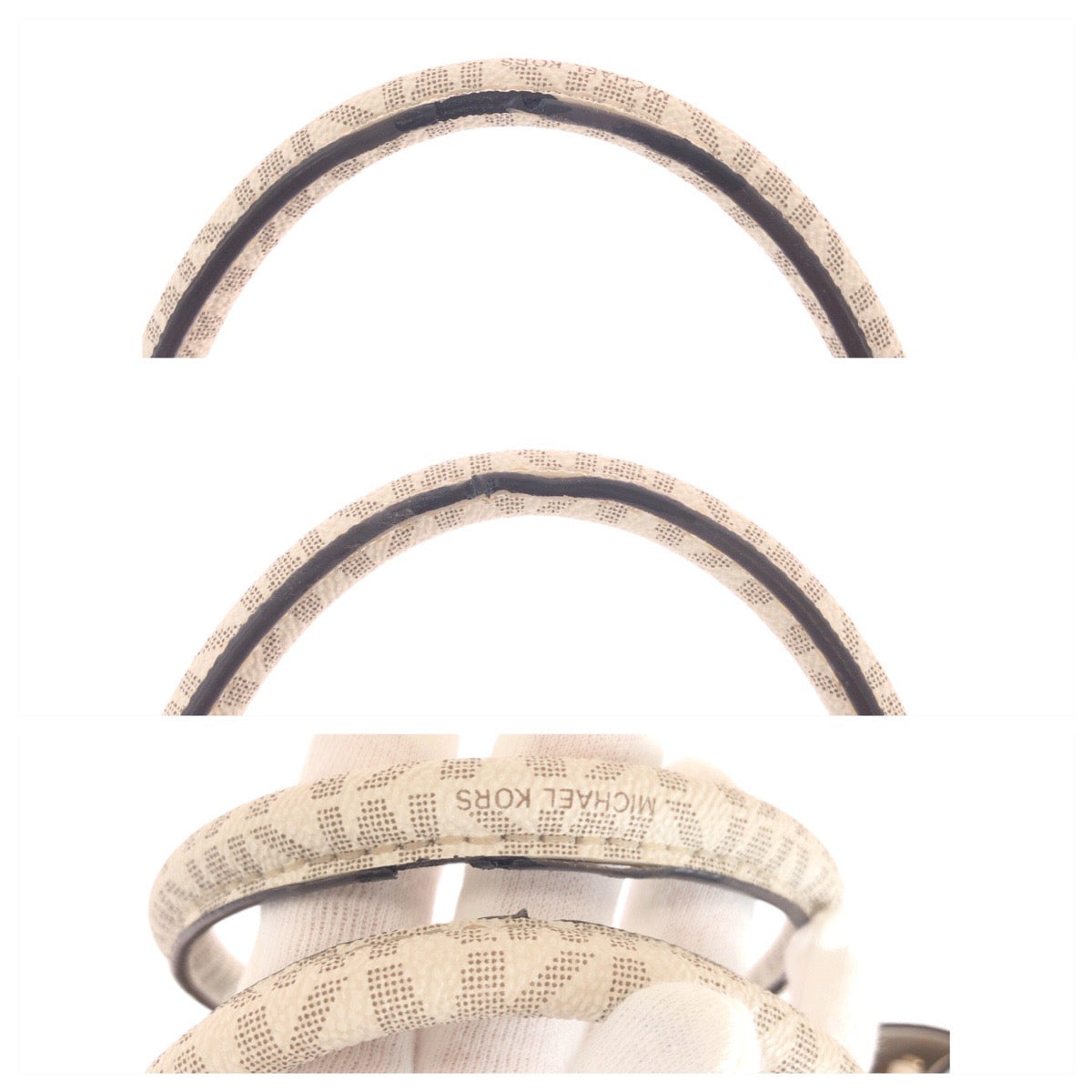 Michael Kors Tote Bag Leather Beige Ivory Gold Metal Tote Bag Shoulder Bag 2Way Women