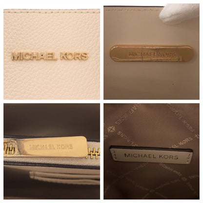 Michael Kors Tote Bag Leather Beige Ivory Gold Metal Tote Bag Shoulder Bag 2Way Women