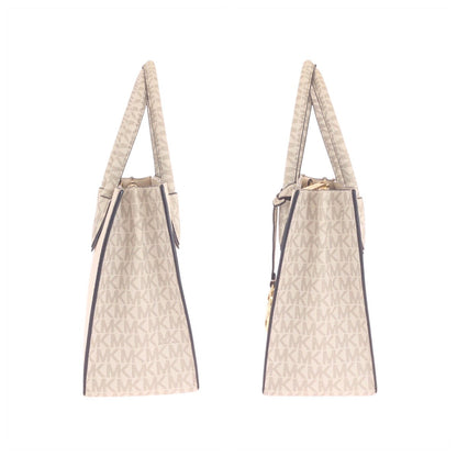 Michael Kors Tote Bag Leather Beige Ivory Gold Metal Tote Bag Shoulder Bag 2Way Women
