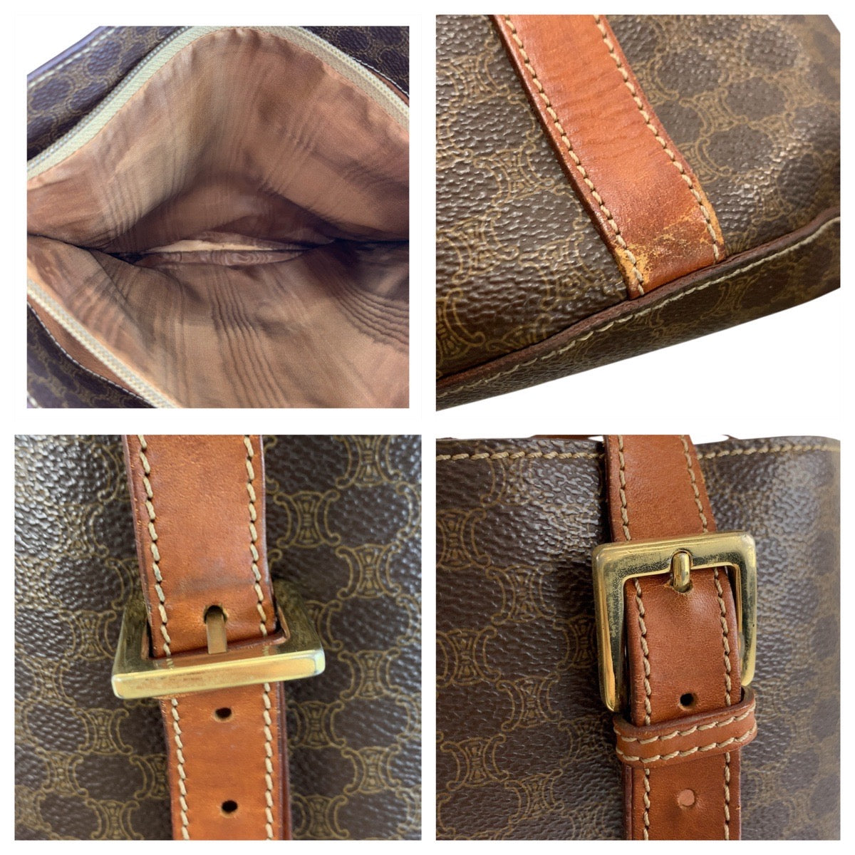Celine Tote Bag Mc98/1 Pvc, Leather Brown Gold Metal Tote Bag Shoulder Bag Macadam Women
