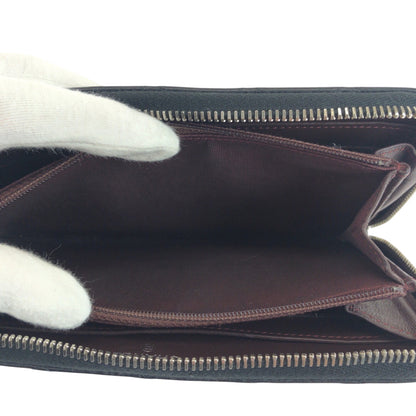 Chanel Long Wallet Purse Lambskin Black Silver Metal Long Wallet Purse Zip Around Matrasse Coco