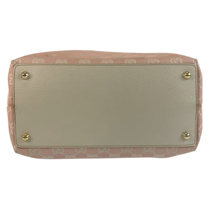 Gucci Tote Bag 120836 Gg Canvas, Leather Pink White Gold Metal Tote Bag Shoulder Bag Women