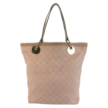 Gucci Tote Bag 120836 Gg Canvas, Leather Pink White Gold Metal Tote Bag Shoulder Bag Women