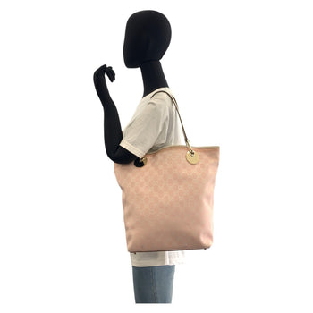 Gucci Tote Bag 120836 Gg Canvas, Leather Pink White Gold Metal Tote Bag Shoulder Bag Women