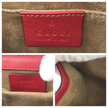 Gucci Shoulder Bag 409487 Gg Supreme Canvas Red Pink Brown Gold Metal Chainshoulder Bag Pochette