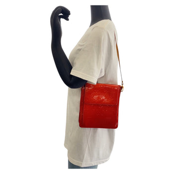 Louis Vuitton Shoulder Bag M91137 Enamel Rouge Gold Metal Shoulder Bag Monogram Vernis Motto Women
