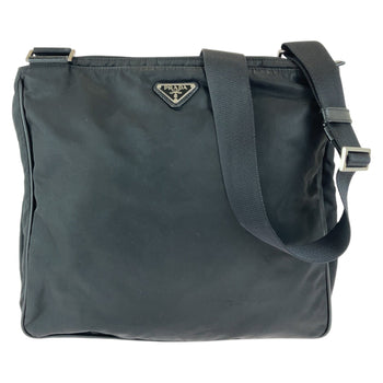 Prada Shoulder Bag Nylon Black Silvermetal Crossbody Shoulder Bag Messenger Bag Test Triangle With