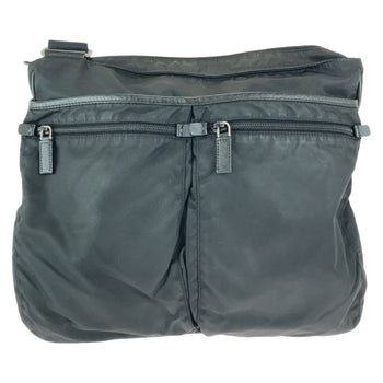 Prada Shoulder Bag Nylon Black Silvermetal Crossbody Shoulder Bag Messenger Bag Test Triangle With