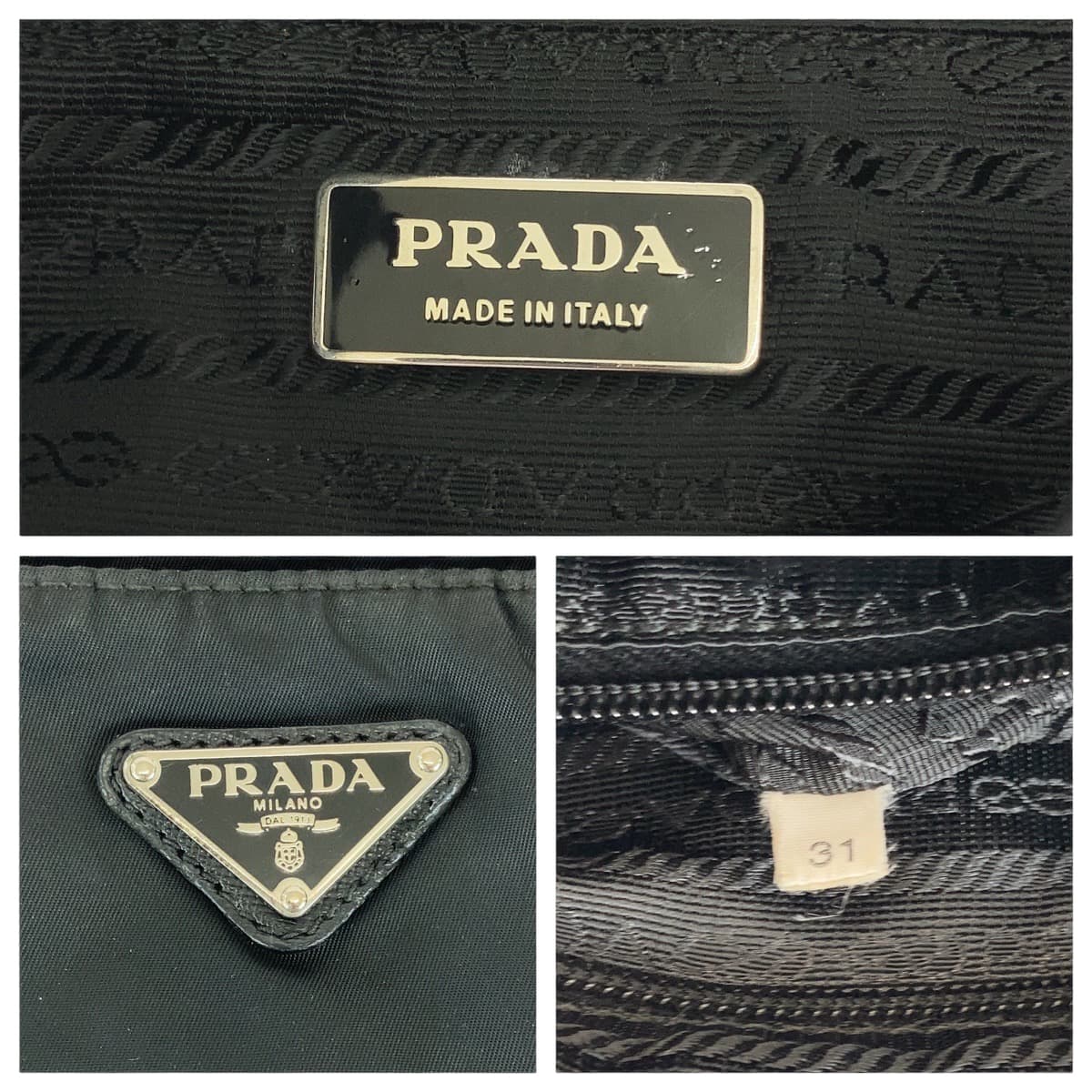 Prada Shoulder Bag Nylon Black Silvermetal Crossbody Shoulder Bag Messenger Bag Test Triangle With