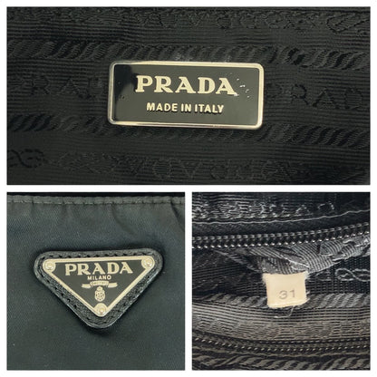 Prada Shoulder Bag Nylon Black Silvermetal Crossbody Shoulder Bag Messenger Bag Test Triangle With