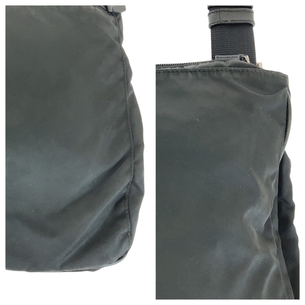Prada Shoulder Bag Nylon Black Silvermetal Crossbody Shoulder Bag Messenger Bag Test Triangle With