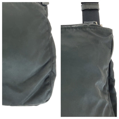 Prada Shoulder Bag Nylon Black Silvermetal Crossbody Shoulder Bag Messenger Bag Test Triangle With