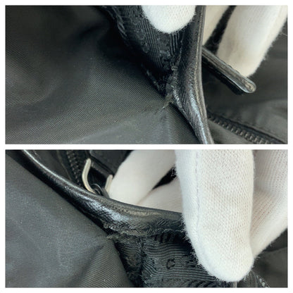 Prada Shoulder Bag Nylon Black Silvermetal Crossbody Shoulder Bag Messenger Bag Test Triangle With