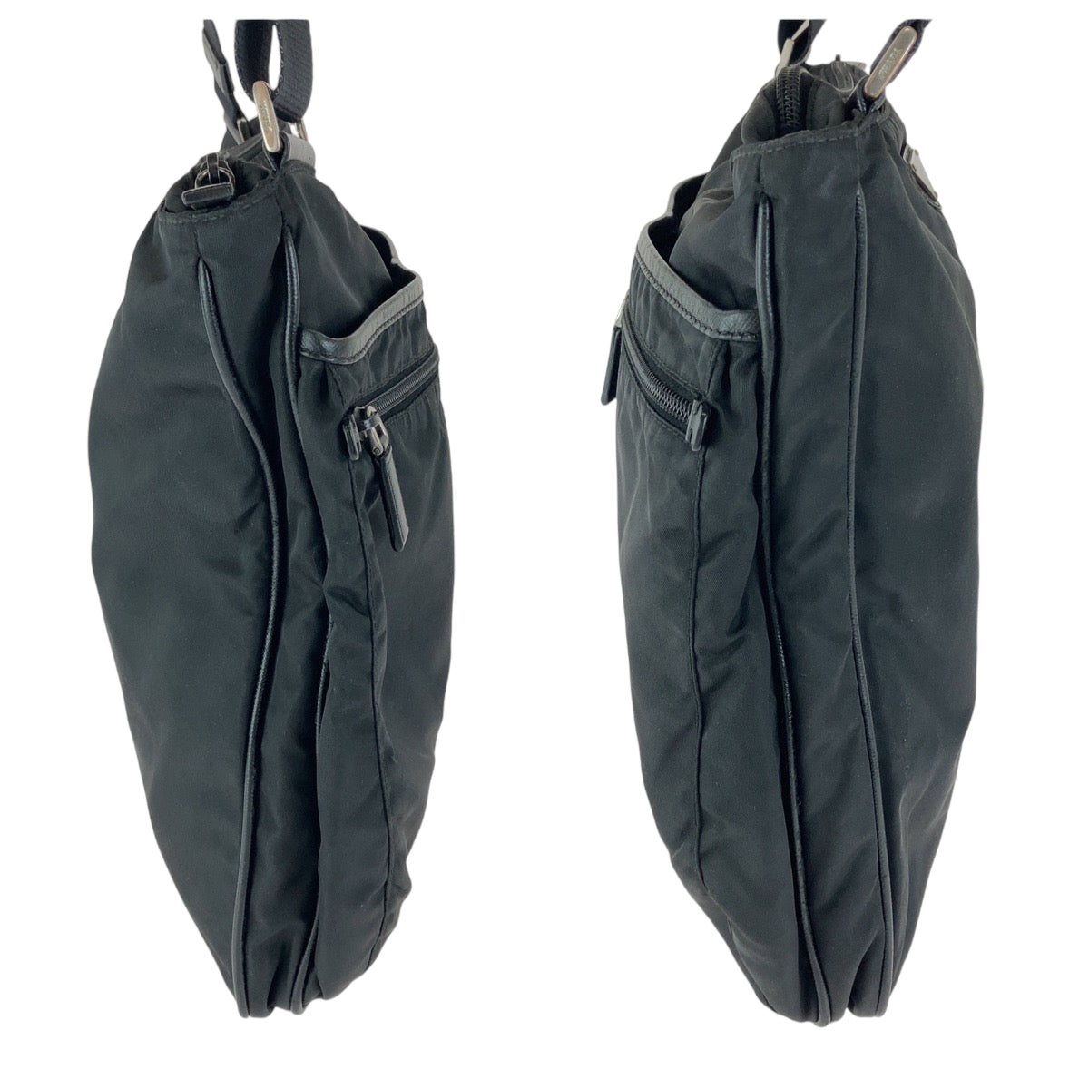Prada Shoulder Bag Nylon Black Silvermetal Crossbody Shoulder Bag Messenger Bag Test Triangle With