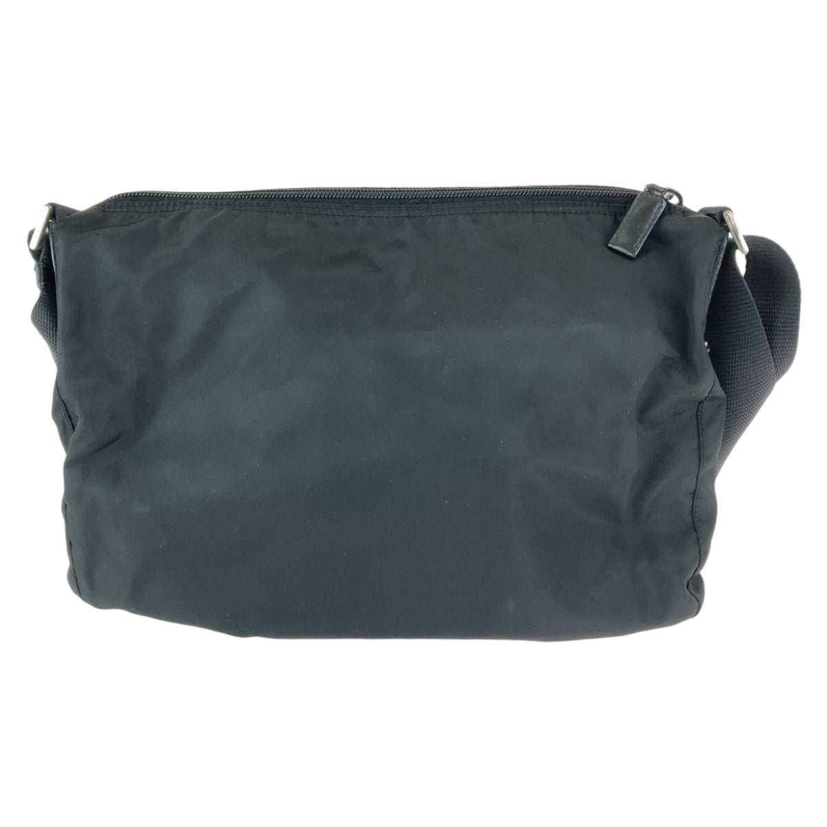 Prada Shoulder Bag Nylon Black Silver Metal Shoulder Bag Pochette Test Triangle With Logo Women