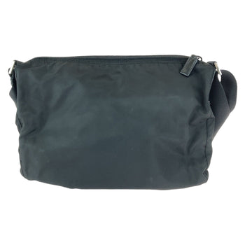 Prada Shoulder Bag Nylon Black Silver Metal Shoulder Bag Pochette Test Triangle With Logo Women
