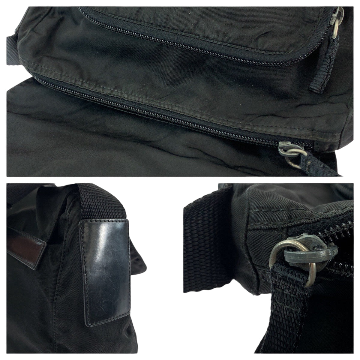 Prada Shoulder Bag Nylon Black Shoulder Bag Messenger Bag Test Triangle With Logo Mens