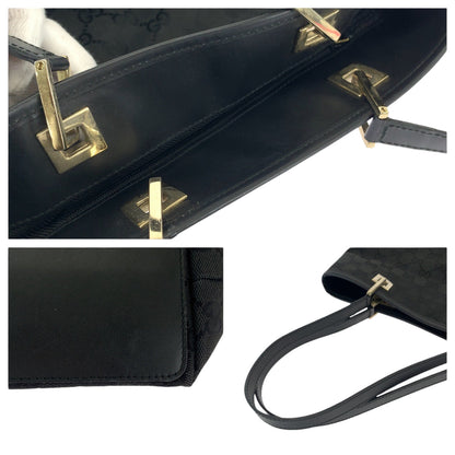 Gucci Tote Bag 002 1099 Gg Canvas Black Shoulder Bag Women