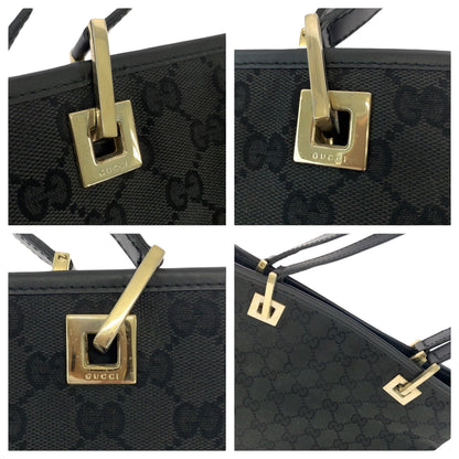 Gucci Tote Bag 002 1099 Gg Canvas Black Shoulder Bag Women