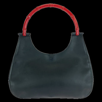 Gucci Shoulder Bag 001 3739 Leather Black Bamboo Women