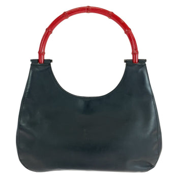 Gucci Shoulder Bag 001 3739 Leather Black Bamboo Women