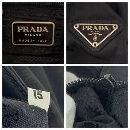 Prada Tote Bag Nylon Black Tote Bag Handbag Test Triangle With Logo Women