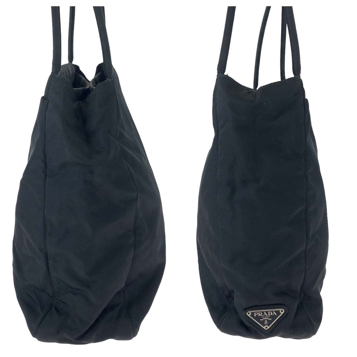 Prada Tote Bag Nylon Black Tote Bag Handbag Test Triangle With Logo Women