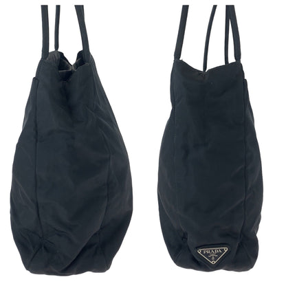 Prada Tote Bag Nylon Black Tote Bag Handbag Test Triangle With Logo Women