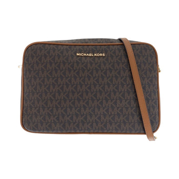 Michael Kors Shoulder Bag Pvc, Leather Brown Gold Metal Shoulder Bag Pochette Women