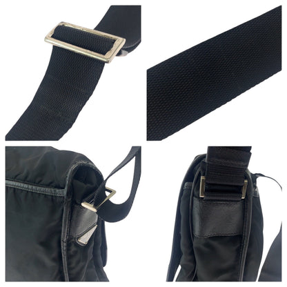 Prada Shoulder Bag V166 Nylon Black Silvermetal Shoulder Bag Messenger Bag Test Triangle With Logo