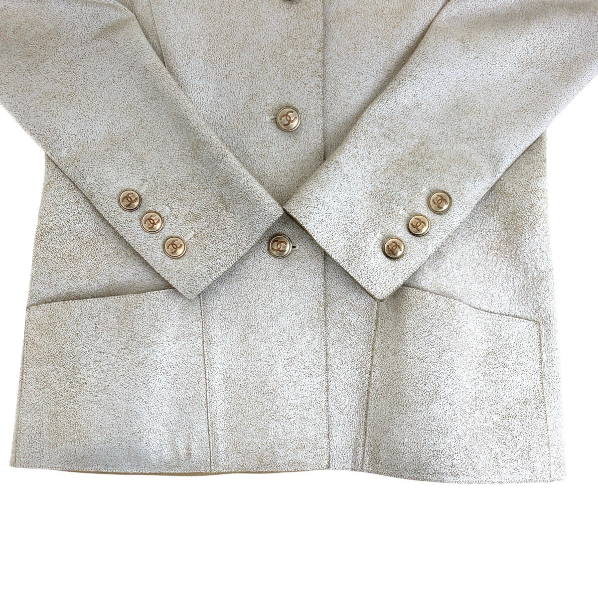 Chanel Tailored Jacket Lambskin Ivory Leather Jacket Tailored Jacket Coco Mark Women 36