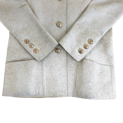 Chanel Tailored Jacket Lambskin Ivory Leather Jacket Tailored Jacket Coco Mark Women 36