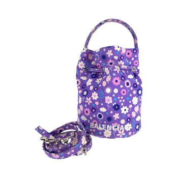 Balenciaga Shoulder Bag 656682 Ikat Nylon Canvas Purple Multicolor Silvermetal Shoulder Bag Handbag