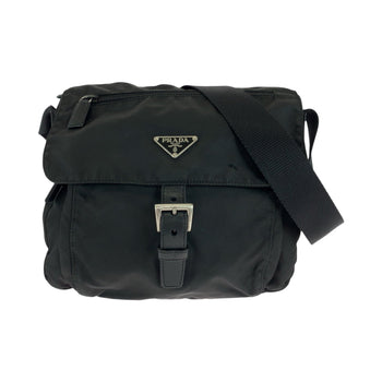 Prada Shoulder Bag Nylon Black Silvermetal Shoulder Bag Pochette Test Triangle With Logo Women