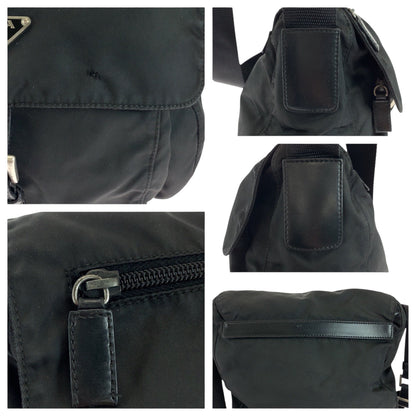 Prada Shoulder Bag Nylon Black Silvermetal Shoulder Bag Pochette Test Triangle With Logo Women