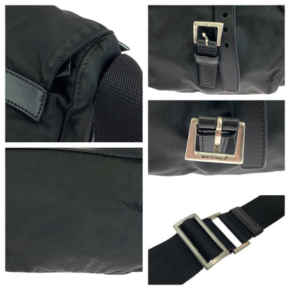 Prada Shoulder Bag Nylon Black Silvermetal Shoulder Bag Pochette Test Triangle With Logo Women