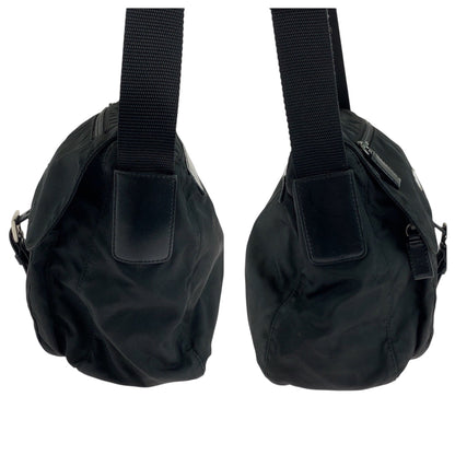 Prada Shoulder Bag Nylon Black Silvermetal Shoulder Bag Pochette Test Triangle With Logo Women