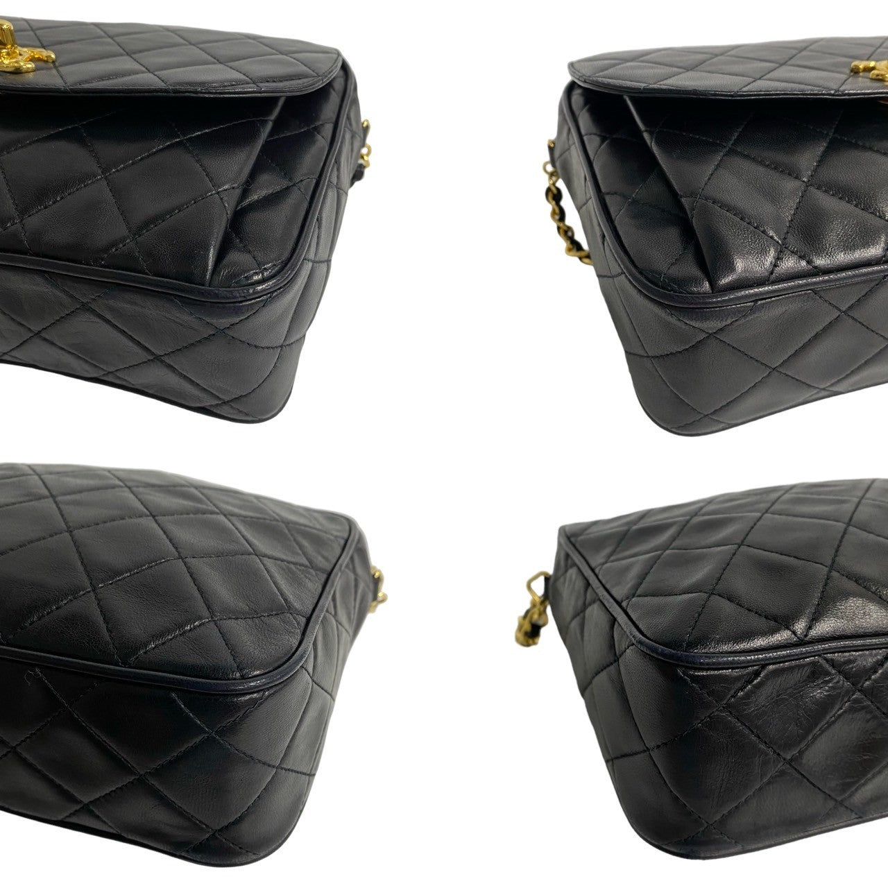 Chanel Shoulder Bag Lambskin Black Coco Mark Fringe Matrasse Women