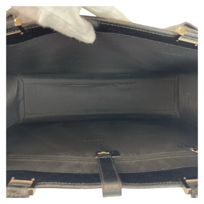 Gucci Tote Bag 002 1074 Leather Black Silvermetal Tote Bag Shoulder Bag Jackie Women