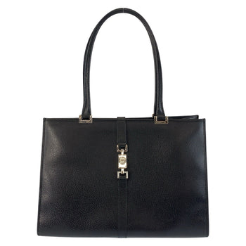 Gucci Tote Bag 002 1074 Leather Black Silvermetal Tote Bag Shoulder Bag Jackie Women