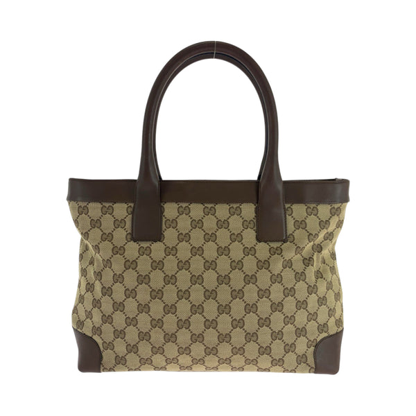 Gucci Tote Bag 002 1119 Gg Canvas Brown Beige Silvermetal