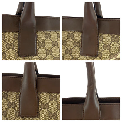 Gucci Tote Bag 002 1119 Gg Canvas Brown Beige Silvermetal