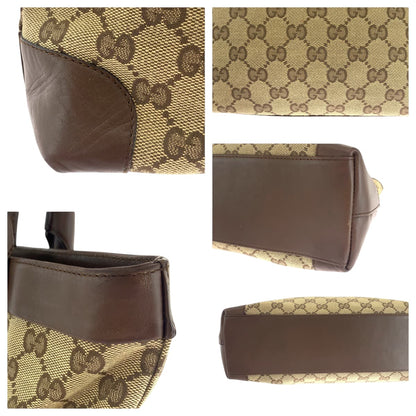 Gucci Tote Bag 002 1119 Gg Canvas Brown Beige Silvermetal